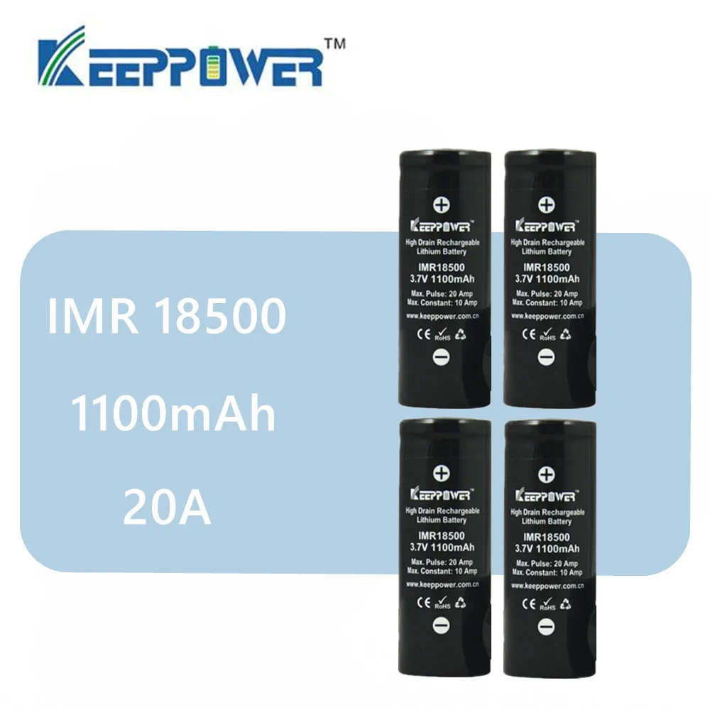 4 шт. оригинальный Keeppower 18500 1100 мАч максимальный ток разряда 20A 3 7 в Втч IMR