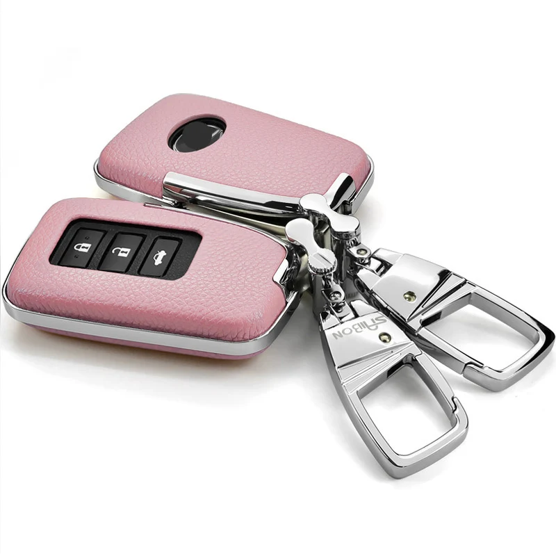 pink set Натуральная кожа цвета кожи ключи крышка ключи чехол Чехол для ключа сумка для Lexus CT ES GS RX GX LX ES250 240 300/RX 270 350 450 - Название цвета: pink set