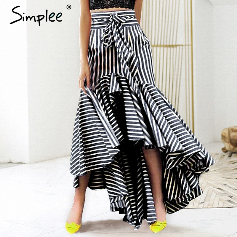 Simplee элегантные на шнуровке полоса труба юбка Русалка Высокая талия женщины
