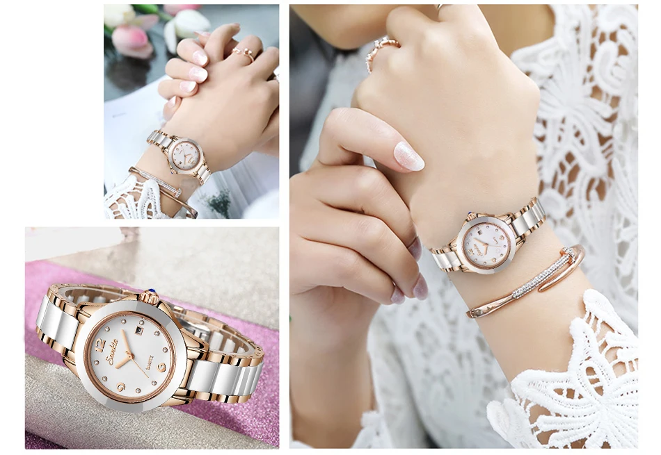 Relogio Feminino SUNKTA, женские часы, водонепроницаемые, лучший бренд, роскошные часы для женщин с керамикой и металлическим ремешком, Relojes Para Mujer