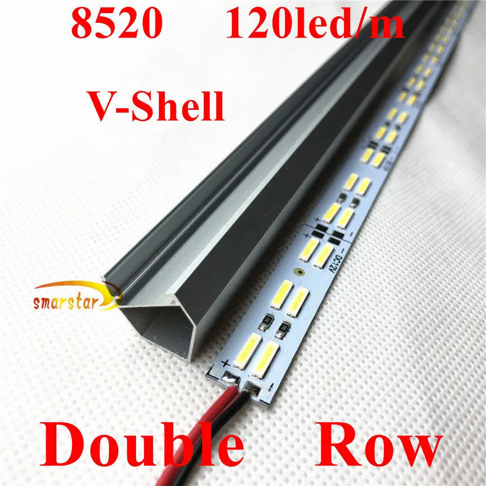 Smarstar 12 V 50 cm 60 LED 8520 жесткие светодиодные фонари бар U алюминиевый корпус канала 0 5 m