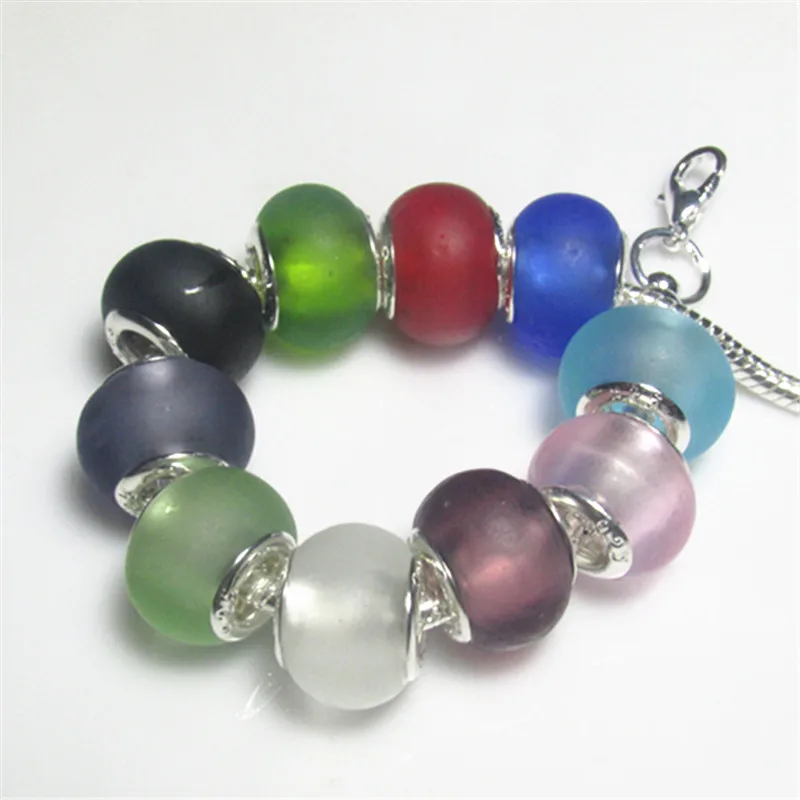 Новинка 20 шт./лот серебряные основные большая дыра муранское стекло кристально