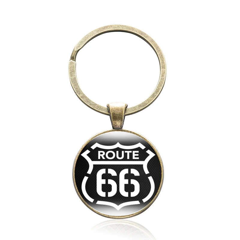 8 10 шт/лот US Route 66 брелоки сплав стекло кабошон брелок Подарочный на день рождение автомобиля ключ Классическая мода ювелирные изделия - Цвет: 8