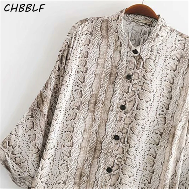 CHBBLF women oversized snake print shirt dress animal pattern three quarter sleeve casual loose blouse YUP8252 |