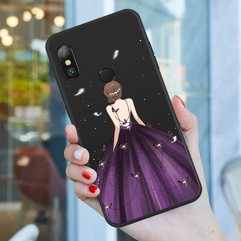 Luxury Silicone Case For Xiaomi Redmi Note 6 Pro 3D Relief Beautiful Dress Cover 5 A2 Lite Coque |