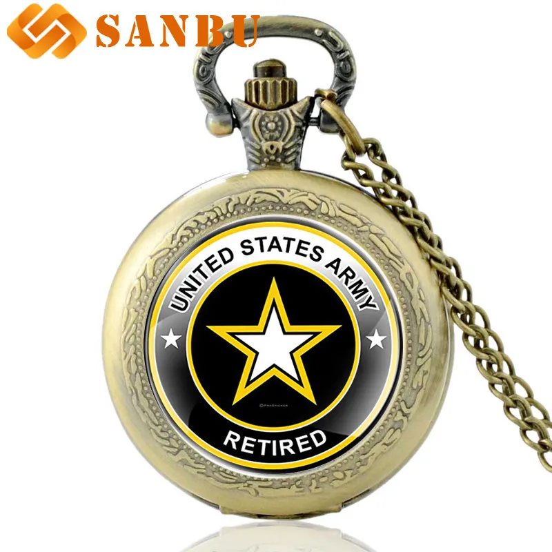 

Винтажные бронзовые кварцевые карманные часы армии США Ретро для мужчин и женщин кулон ожерелье часы подарок
