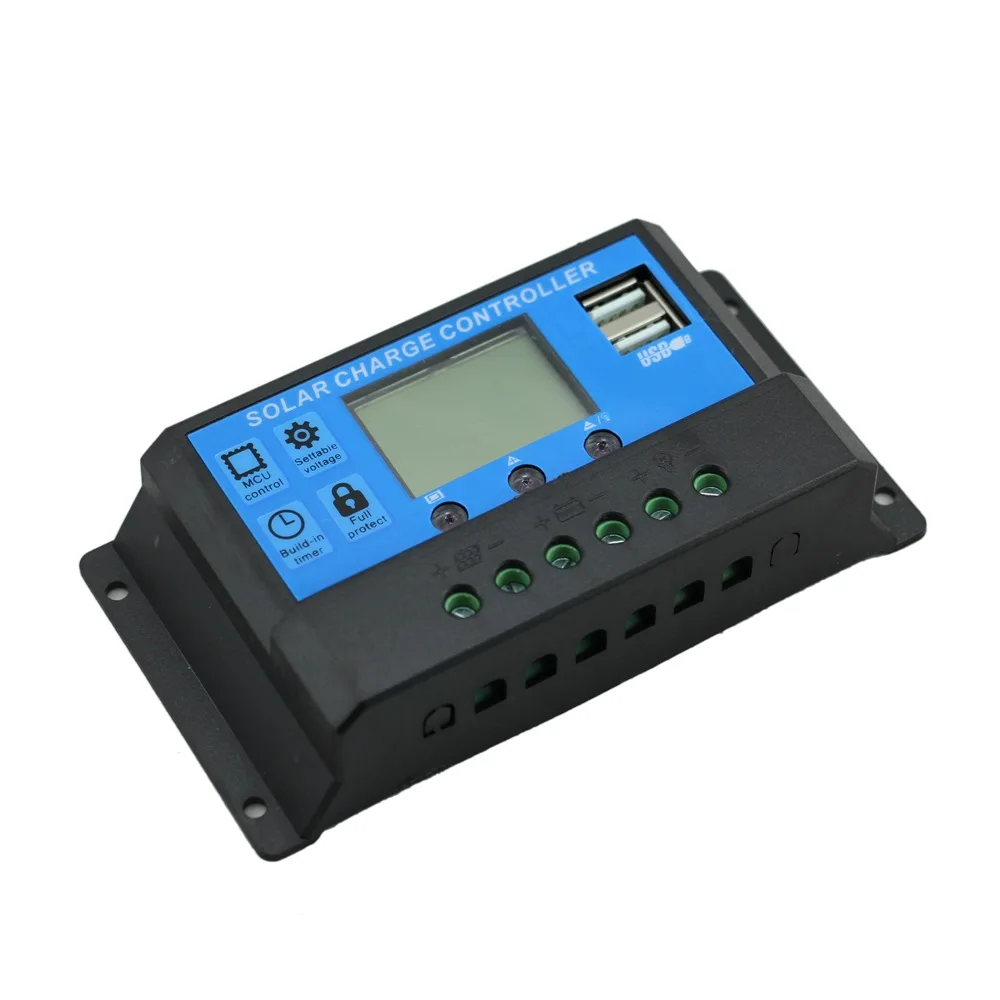 Солнечный контроллер В 12 В/24 в ЖК дисплей 10A20A30A40A USB мобильного телефона зарядки