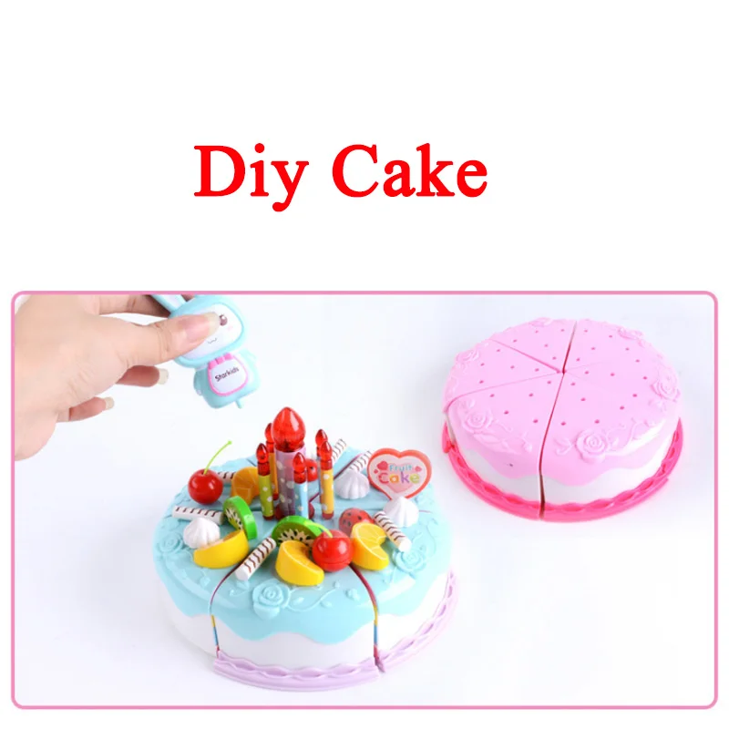 Новинка 38/62 шт. DIY ролевые игры фрукты разрезание торта ко дню рождения кухонная игрушечная еда Cocina Juguetes игрушка розовый синий новогодние подарки