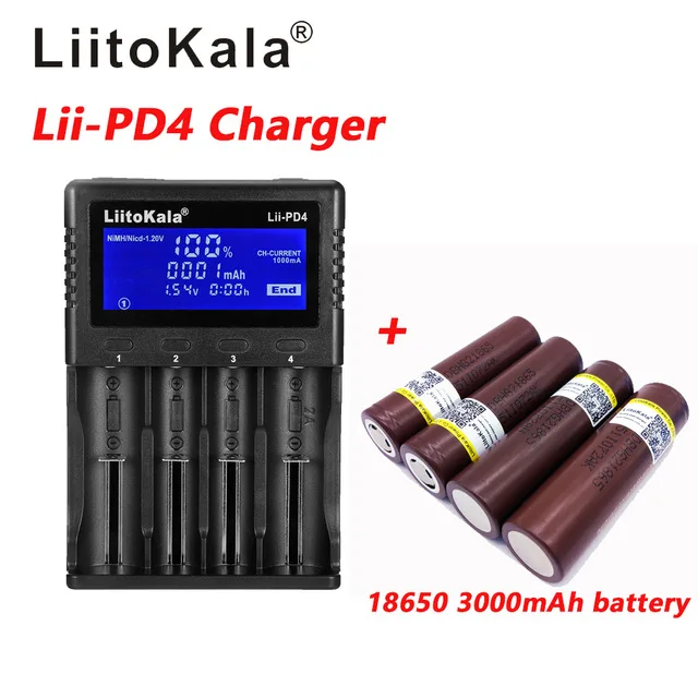 1 шт. LiitoKala lii PD4 LCD 3 7 В 18650 21700 зарядное устройство + 4 HG2 3000 мАч перезаряжаемый