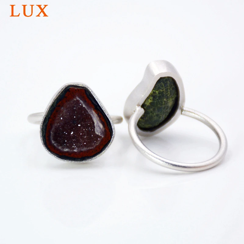LUXjewelry Табаско Жеода кольцо 925 пробы серебряные регулируемые горный хрусталь кольца для женщин