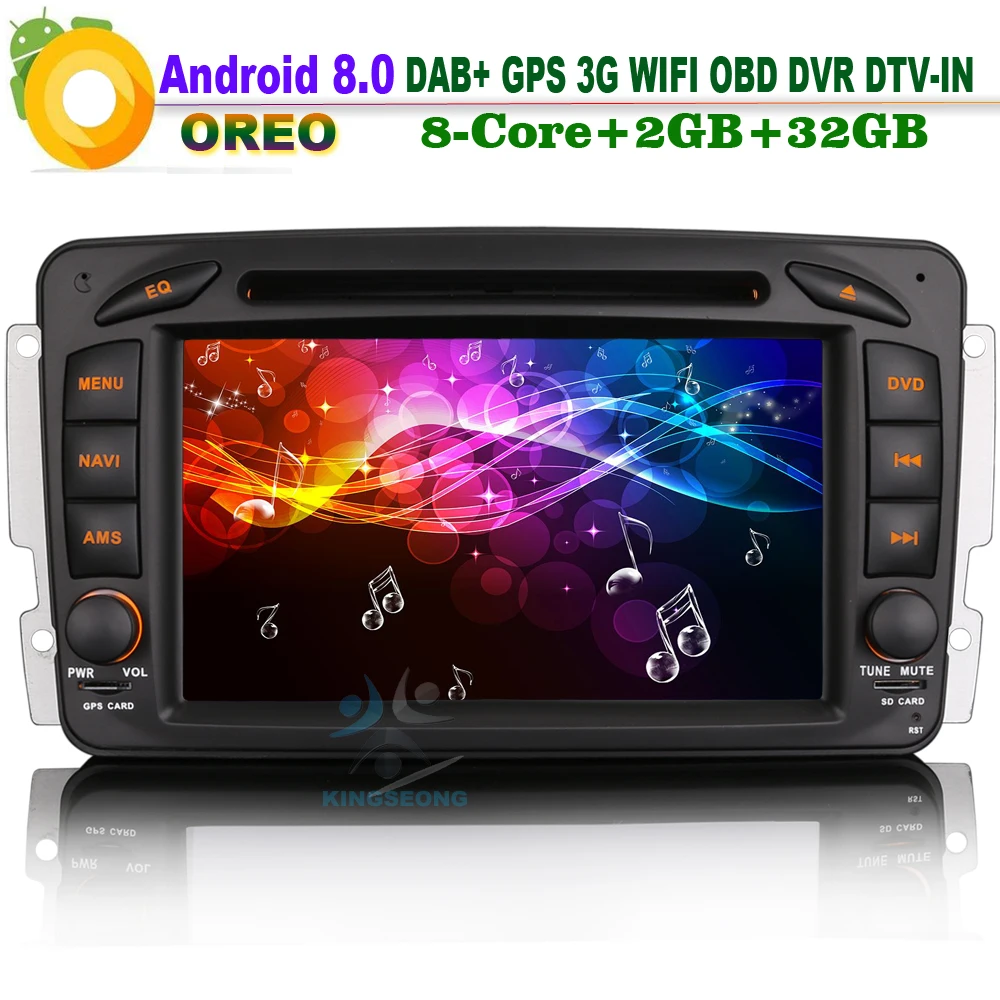 Android 8.0 Autoradio DAB+ WiFi CD DVD DVR RDS BT 3G GPS OBD2 DVB-T2 Car Radio player For Mercedes C/CLK-Klasse W203 Viano Vito |