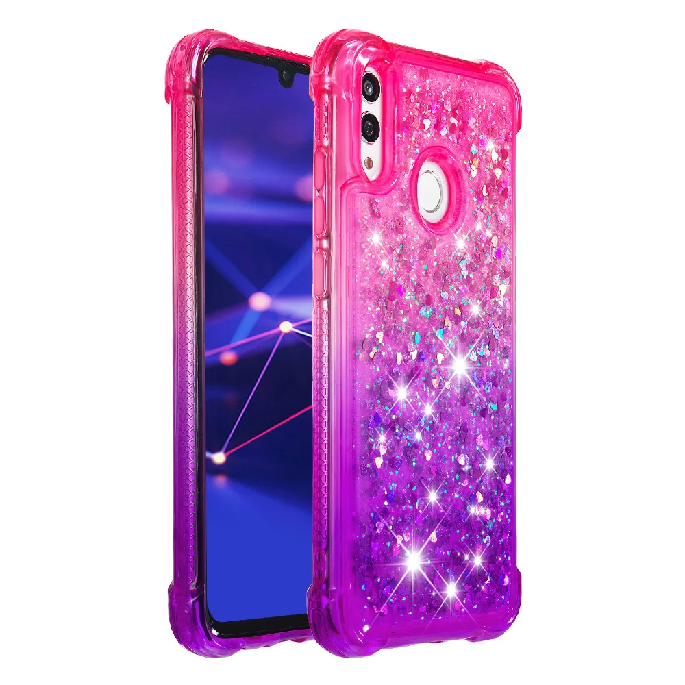 Блестящий Жидкий чехол с блестками для huawei Honor 10 Lite, чехол для huawei P Smart, чехол с динамическим зыбучим песком, блестящий чехол с защитой от падения