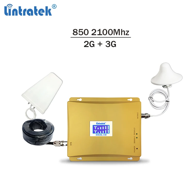 Lintratek 2G 3G signal repeater 850 2100Mhz celullar booster GSM 2100 Mobile phone amplifier B5 B1 Repeater #6 | Мобильные телефоны