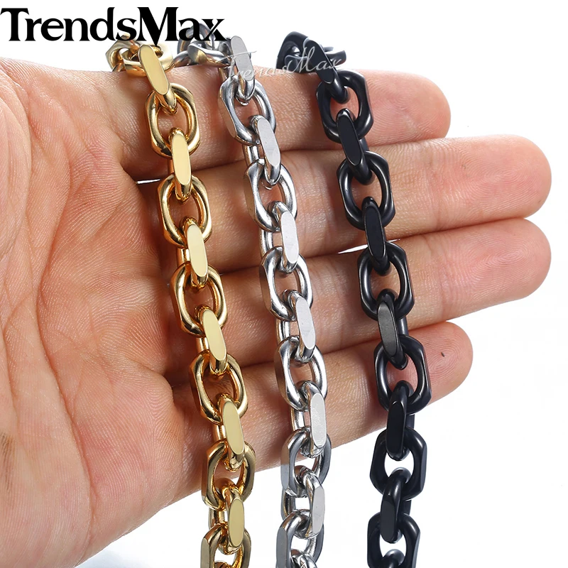 Мужской браслет цепочка KBB11 из нержавеющей стали с застежкой золотого и черного