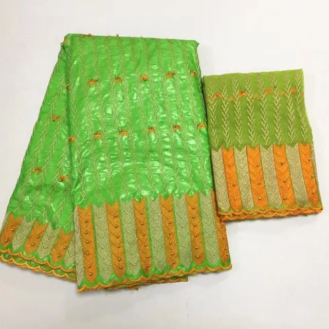 Blesing Cotton Brocade Bazin Riche Lace Fabric Embroidery bazin riche getzner with beads latest african laces fabrics