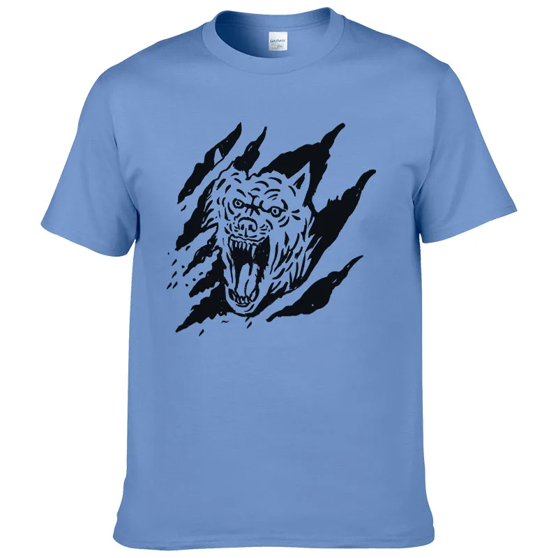 Мужская футболка с коротким рукавом принтом зверей волка летняя хлопковая