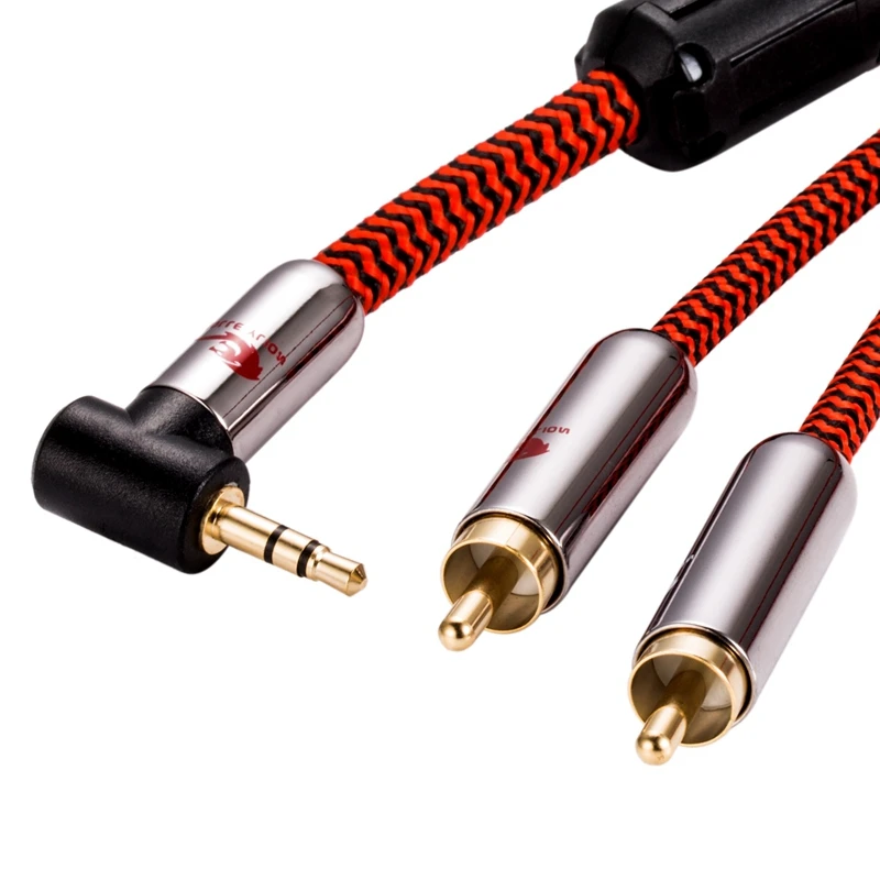 Hifi Audio Cable Angle Mini Jack 3.5 to Dual RCA for PC Car Headphone Mobile Sound box Shielding Cable 1M 3M 5M 8M 10M 12M 15M