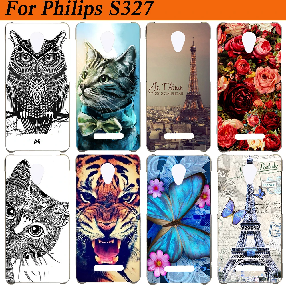For Philips S327 Case Cover Silicon Wolf Tiger Owl Rose Eiffel Towers Pattern Painted Soft Tpu 5.5&quot Cases | Мобильные телефоны