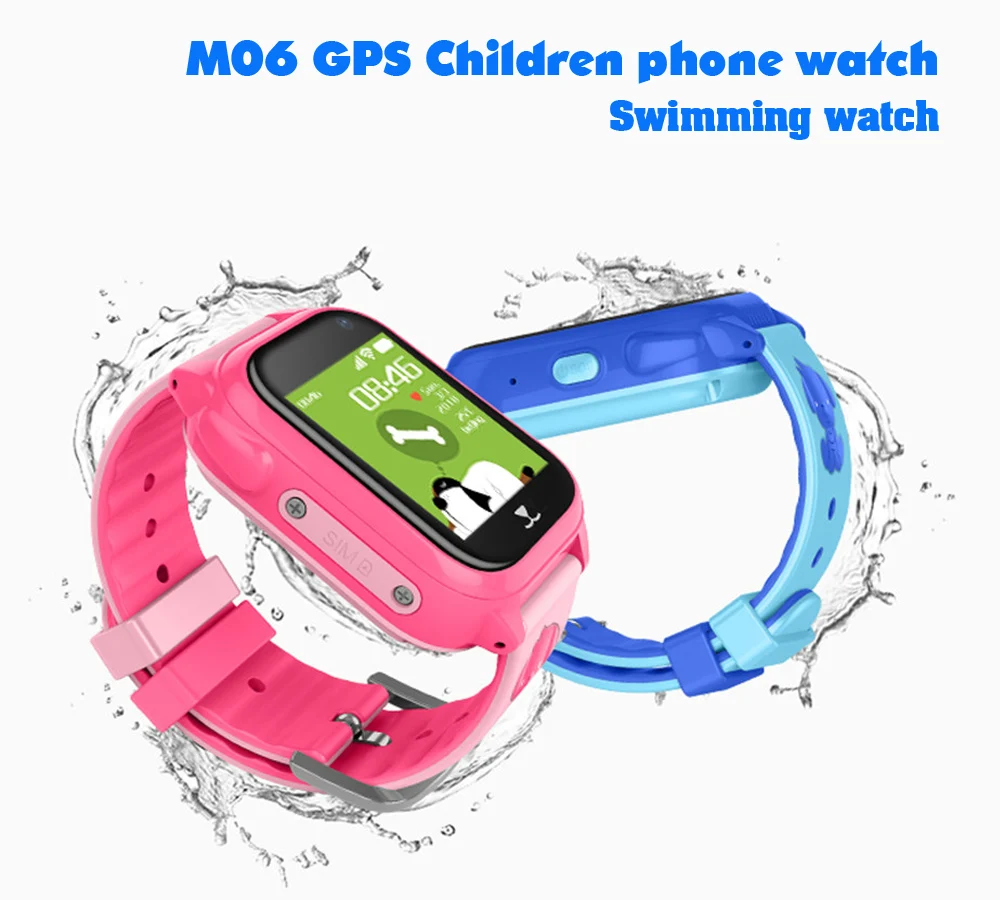 Умные детские часы M06, gps, водонепроницаемые, IP67, умные часы, gps телефон, 1,44 дюймов, цветной сенсорный экран, SOS, умные детские gps часы VS Q90 Q360
