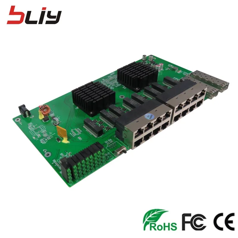 Poe переключатель обратный коммутатор pcb с 16 GE портами 2 sfp оптоволоконный порт poe коммутатор сетевой гигабитный коммутатор Vlan веб управляемый