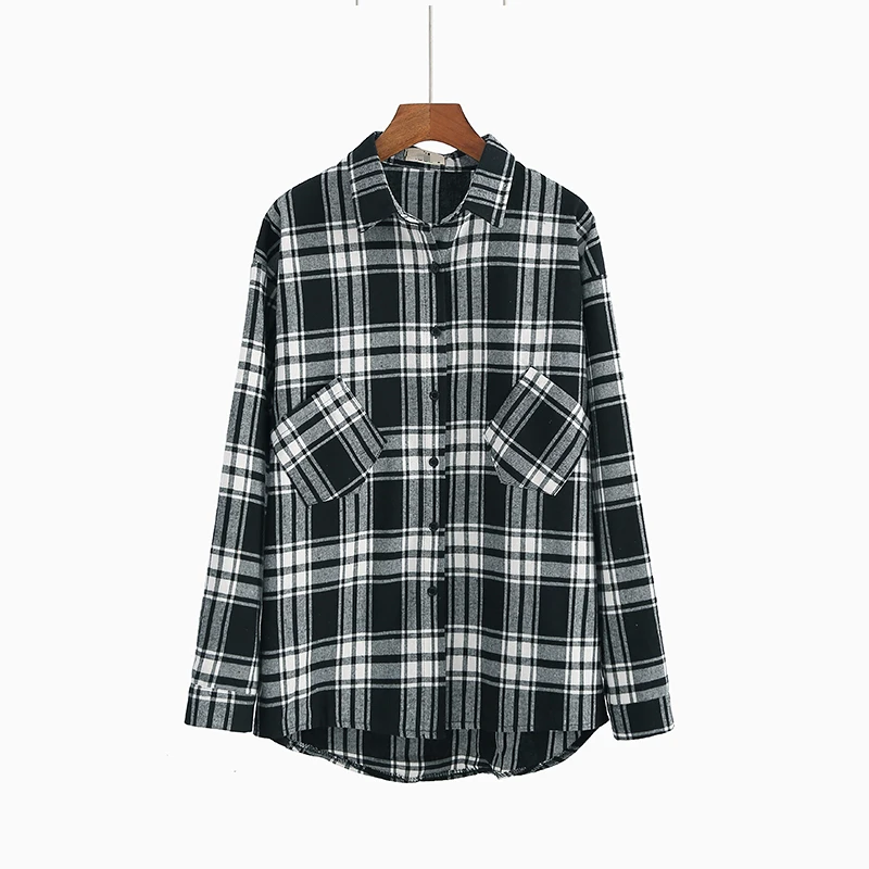 Women Blouse Blusas Tops Plus Size Spring Autumn Pullovers Plaid Button Down Loose Shirt Belt Oversized |