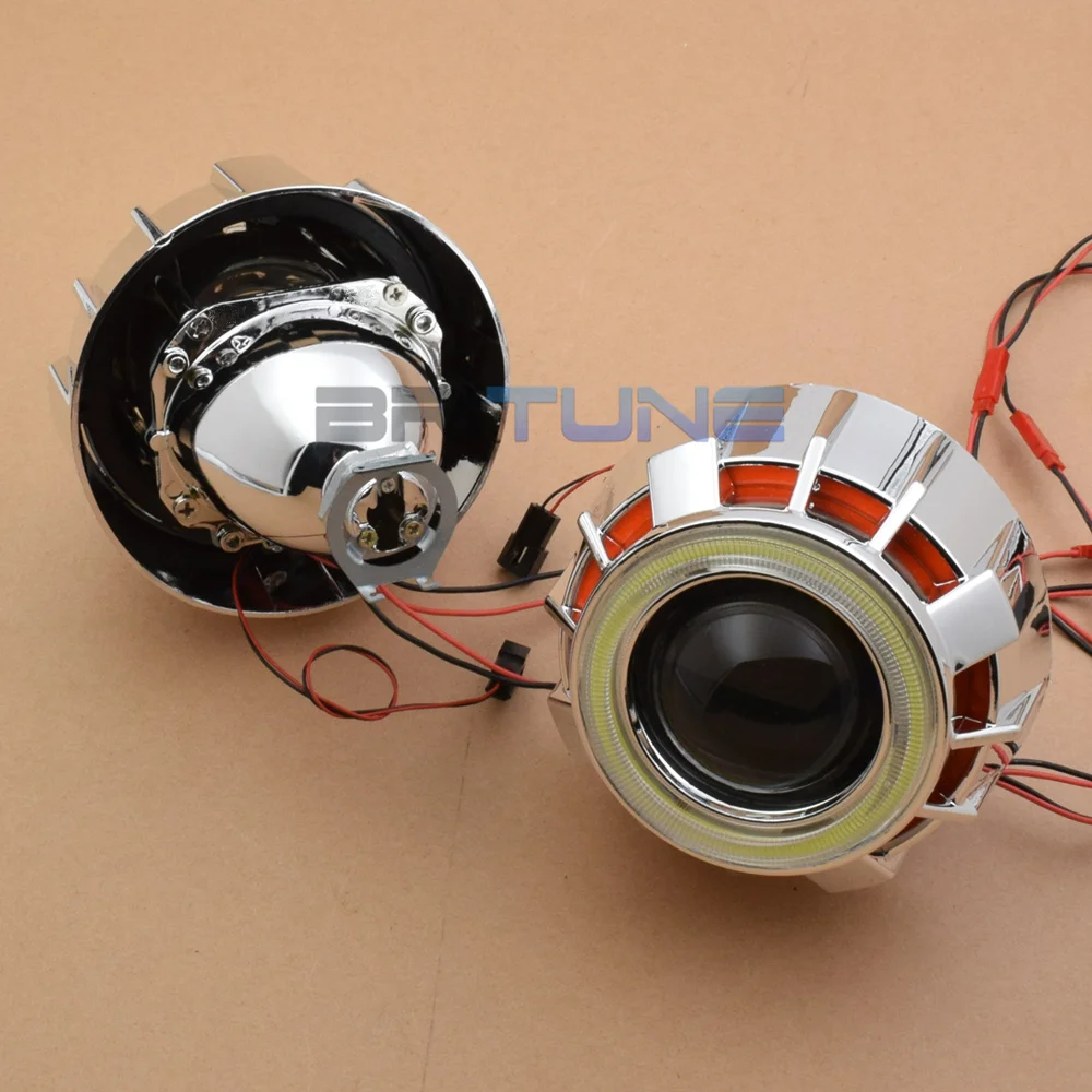 Линзы для фар ангельские глазки HID, линзы для проектора 2,5 WST 8,0, двойной комплект COB для H7 H4, автомобильные аксессуары, модифицированный, сделай сам, H1 HID Xenon