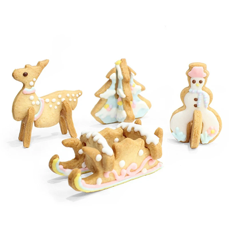Прямая поставка XINYUN 8 шт 3D Рождественский сценарий резак для печенья набор