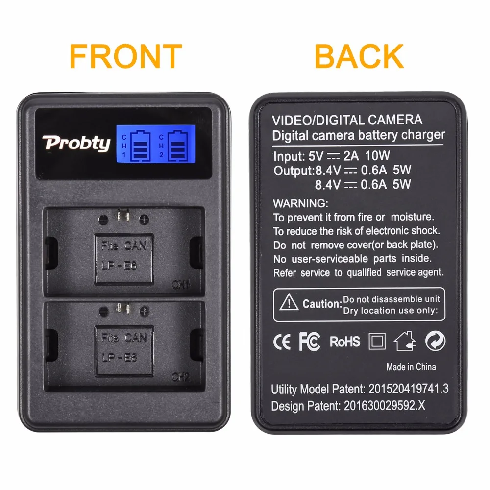 Probty LP-E6 LP E6 LPE6 LCD USB Dual Charger for Canon EOS 5DS 5D Mark II 6D 7D 60D 60Da 70D 80D DSLR Camera | Электроника