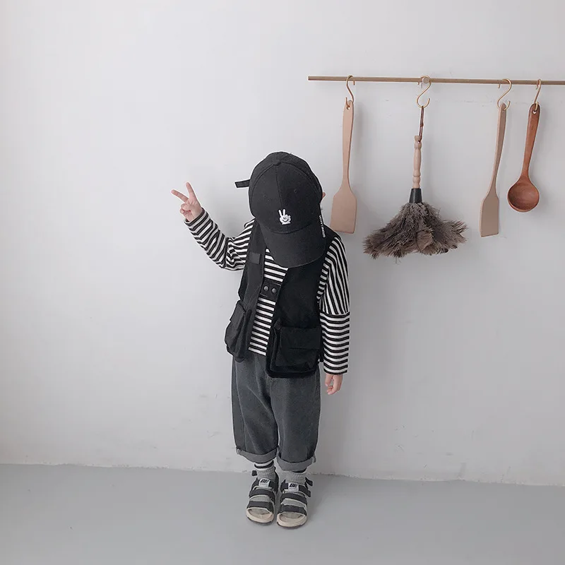 Осенний модный жилет без рукавов для маленьких мальчиков Детский Универсальный