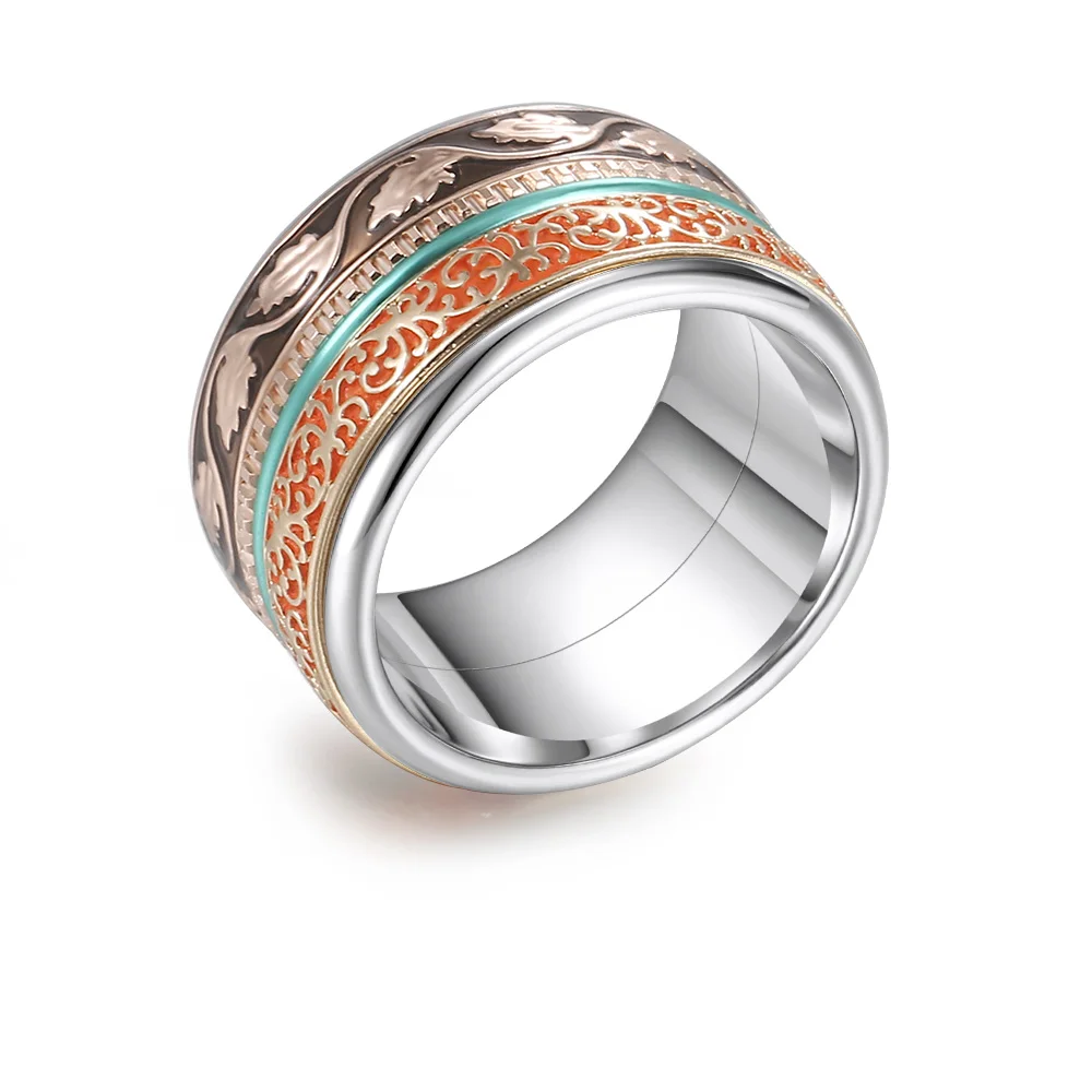 Кремо Бохо кольцо из нержавеющей стали для женщин Винтаж Spinner стекируемые кольца розовое золото Сменные обручальные кольца набор