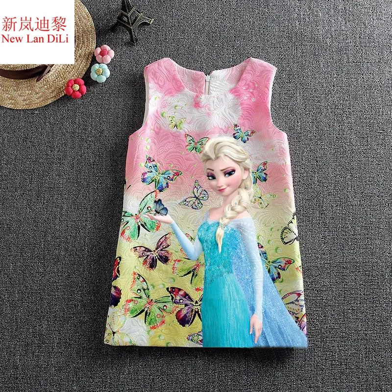 2018 Летнее платье для девочек Анна Эльзы Vestidos подростков с принтом бабочки