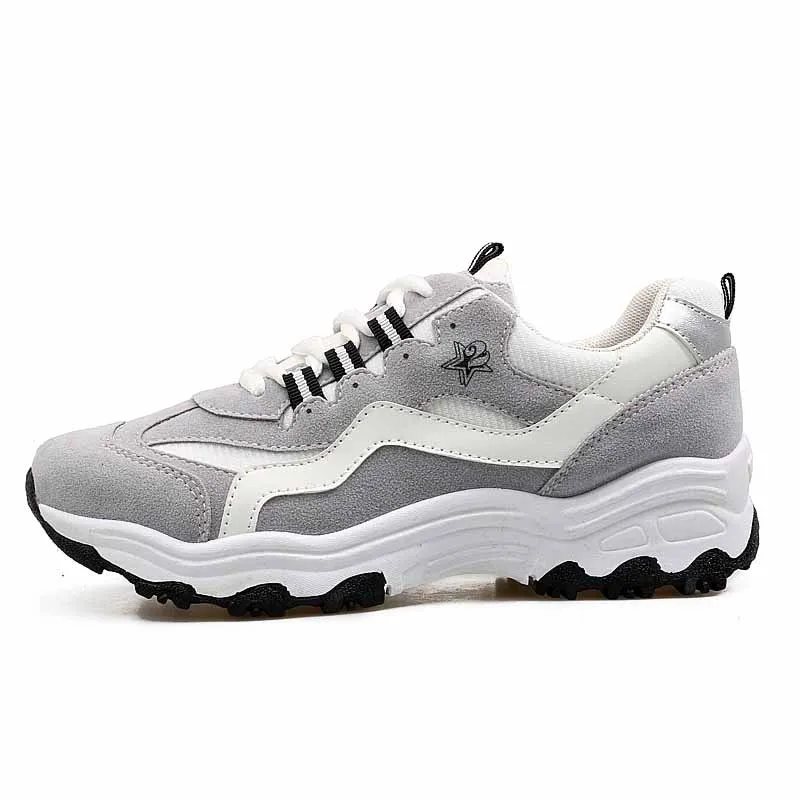 Gray Baideng/черные спортивные кроссовки для женщин; Новинка года; модные розовые кроссовки для женщин; обувь на платформе, увеличивающая рост; Zapatillas - Цвет: Gray