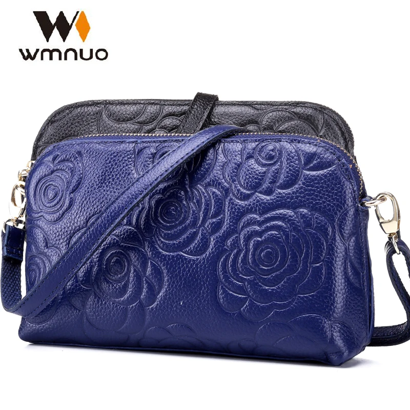 Брендовые сумки Wmnuo женские мягкие кожаные через плечо с цветами из коровьей кожи