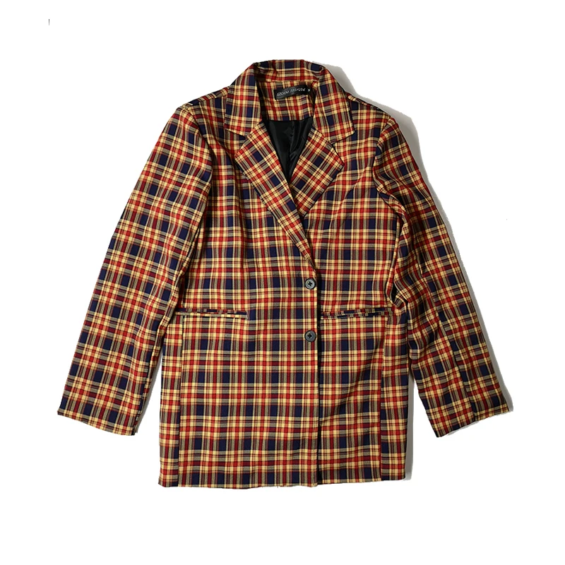 Мужской костюм блейзер в стиле хип хоп винтажный пиджак клетку для сцены красный