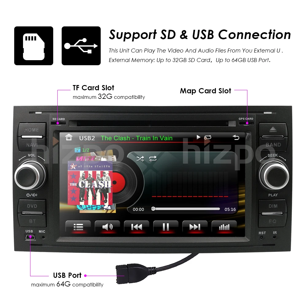 HIZPO 7 дюймов Автомобильный DVD gps плеер для Ford Focus Mondeo S-Max 4 Galaxy Kuga передача мультимедиа монитор RDS DVB-T камера