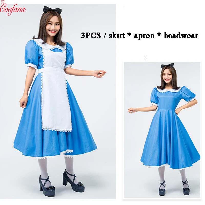 Одежда горничной косплей Элис в стране чудес костюм лолита платье фантазия