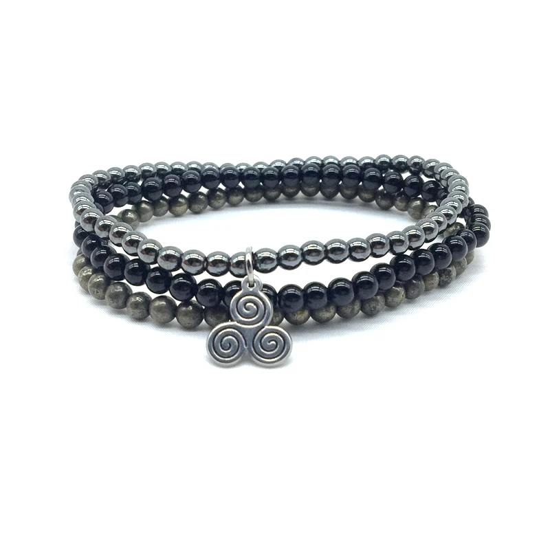 4 мм натуральный камень бисера браслет наборы лечебная энергия 7 браслеты для чакр Пирит гематит Женщины Мужчины ювелирные изделия подарок для нее#15
