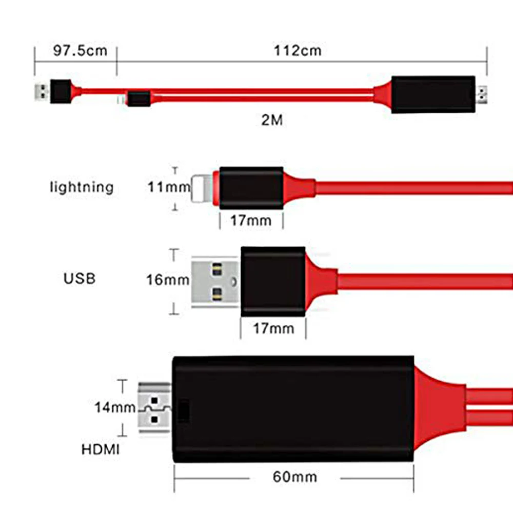 Цифровой AV HDMI адаптер для Lightning кабель 1080P провод HDTV Разъем iPad Mini Air Pro iphone 8 7 6 5 plus X XS