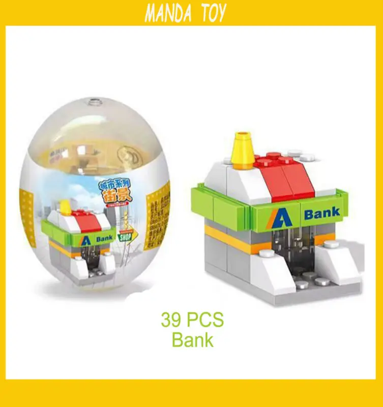 Мини-уличные игрушки для яиц модульные наборы ресторанное здание DIY куклы модели