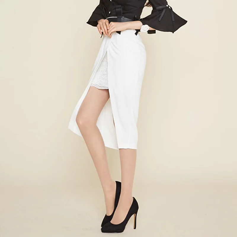 Женская облегающая юбка-карандаш привлекательная белая до колена модель RWS175016 на