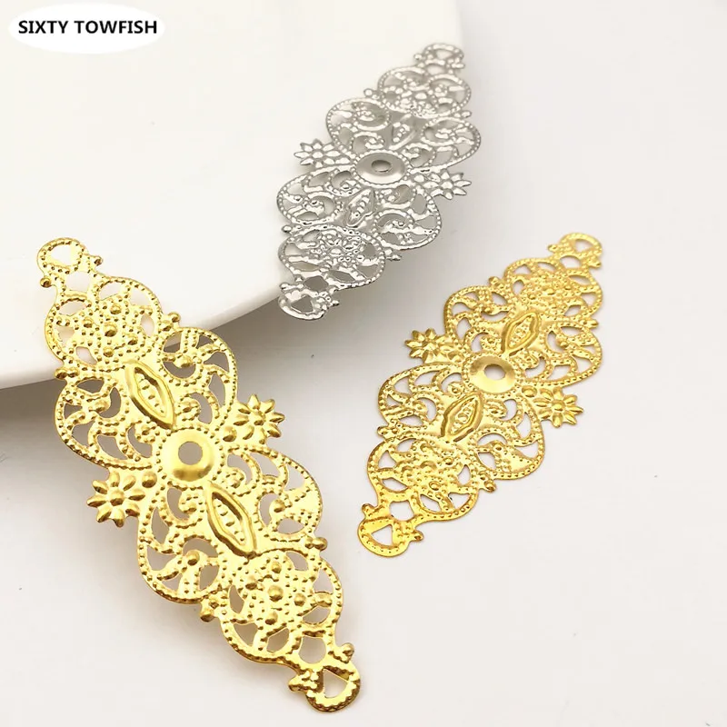 Филигранные элементы для подвесок в виде цветов комплект из 20 штук 24 х61 мм цвет