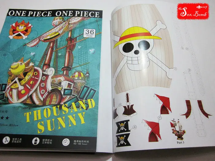 Корсажные игрушки Тысяча солнечных из аниме ONE PIECE масштаб 3D бумажная модель