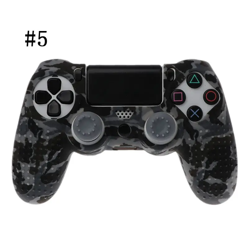Для sony Dualshock PS4 DS4 тонкий поляризационный фильтр Pro контроллер силикона камуфляжной расцветки, защитный чехол для кожи+ накладка на Стик для джойстика для Play station 4