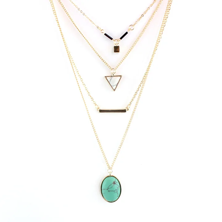 Multilayer Rose Pink Quartz Kallaite Natural Stone Pendant Short Gold Chain Necklaces Geometric Circle Accessories Jewelry | Украшения и