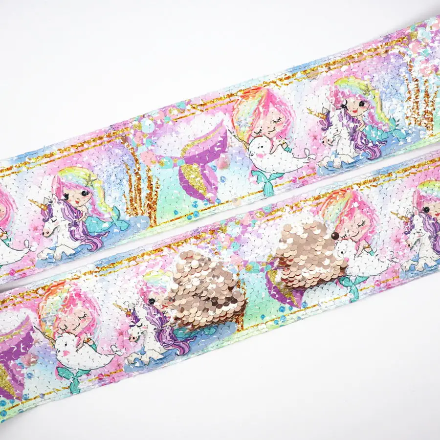 Двусторонняя лента с блестками и принтом 2 ярда 3 дюйма 75 мм блестящая для волос