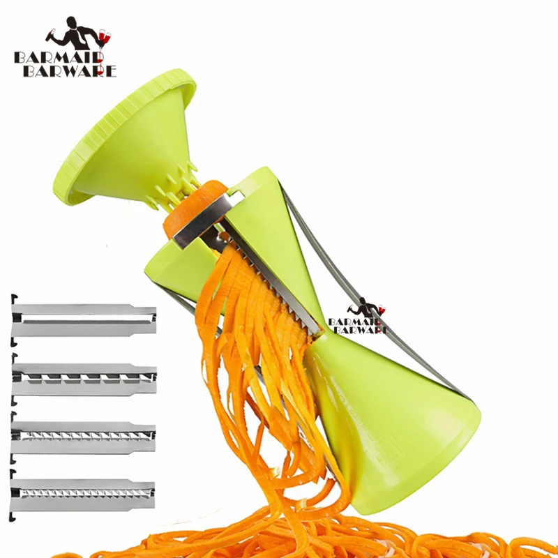 

Replaceable Blades Spiral Slicer Fruit and Vegetable Spiralizer Carrot Cucumber Grater Cutters With 4 Blades Kitchen Accessor