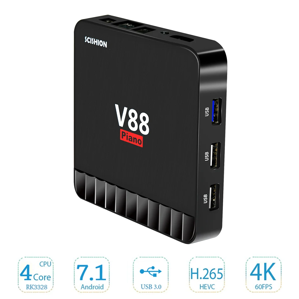 Приставка Смарт ТВ V88 4 + 16 ГБ Android 7 1 ядра USB 3 0|ТВ-приставки и медиаплееры| |