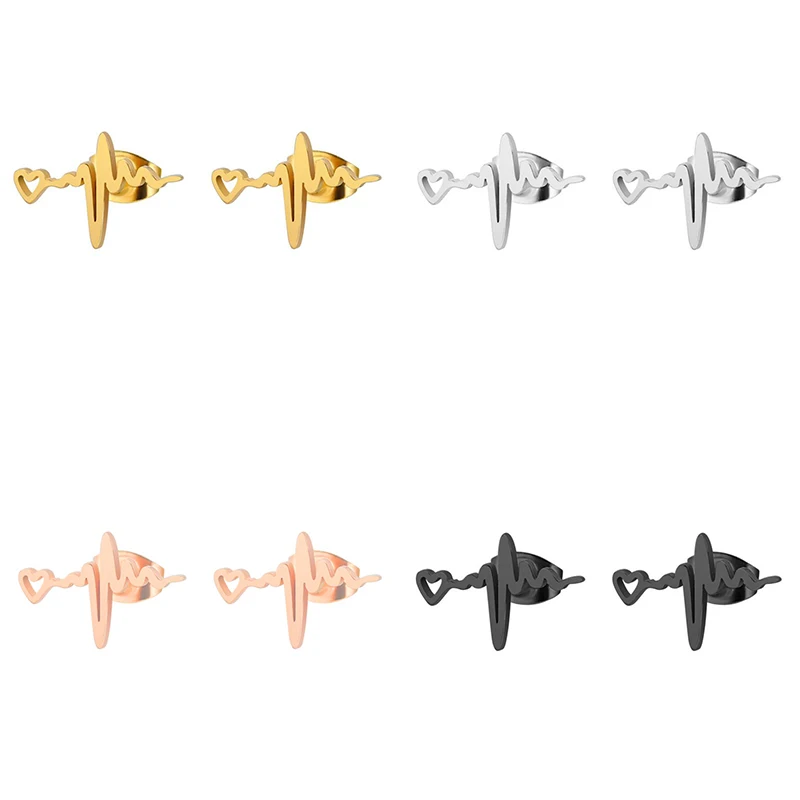 ECD Earrings Yiustar New Arrival Romantic Earings for Girls Kids 304 Stainless Steel Stud Earrings Cute Tiny Love Earrings Jewelry Kids Gifts - Окраска металла: ECD Earrings