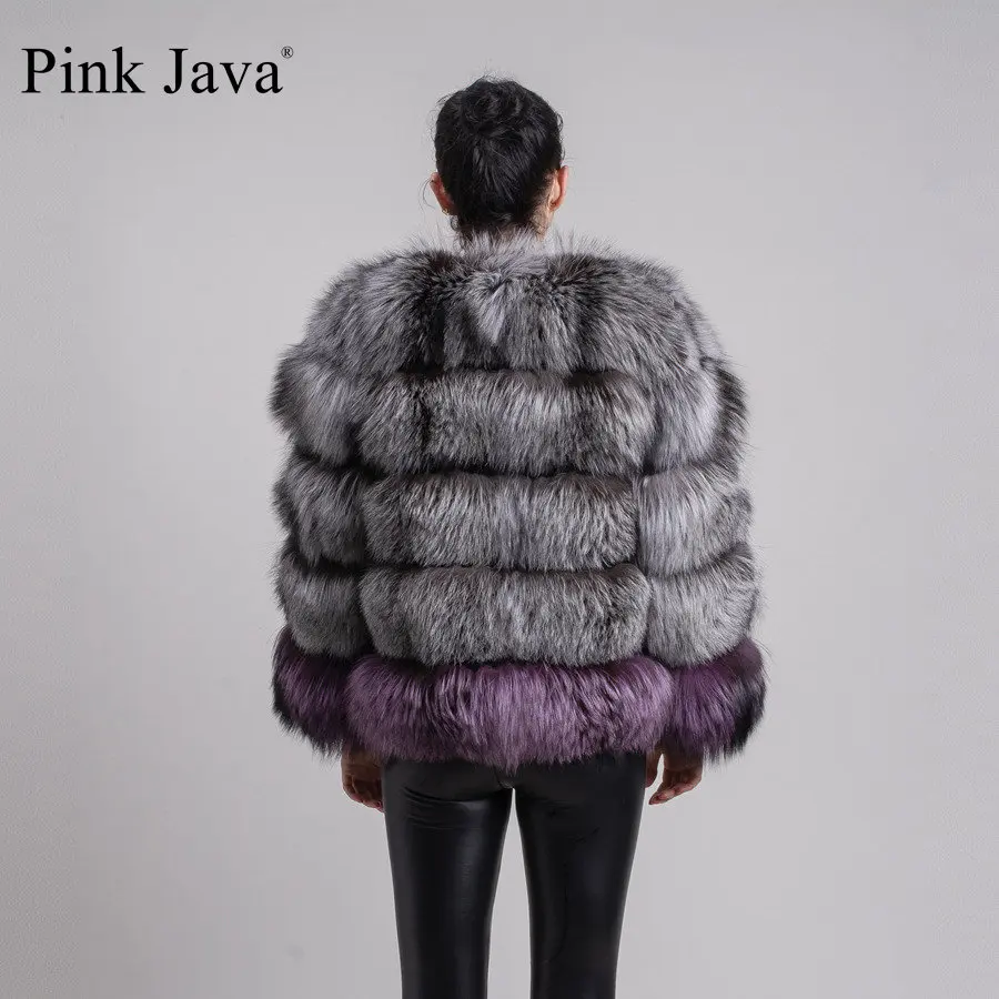 Новое поступление розовое пальто JAVA QC1825 из натурального Меха чернобурки Женская