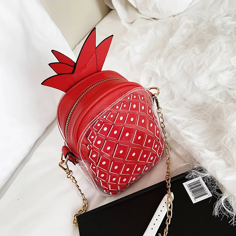 Маленькая прозрачная сумка через плечо свежая цепочка в форме ананаса удобная